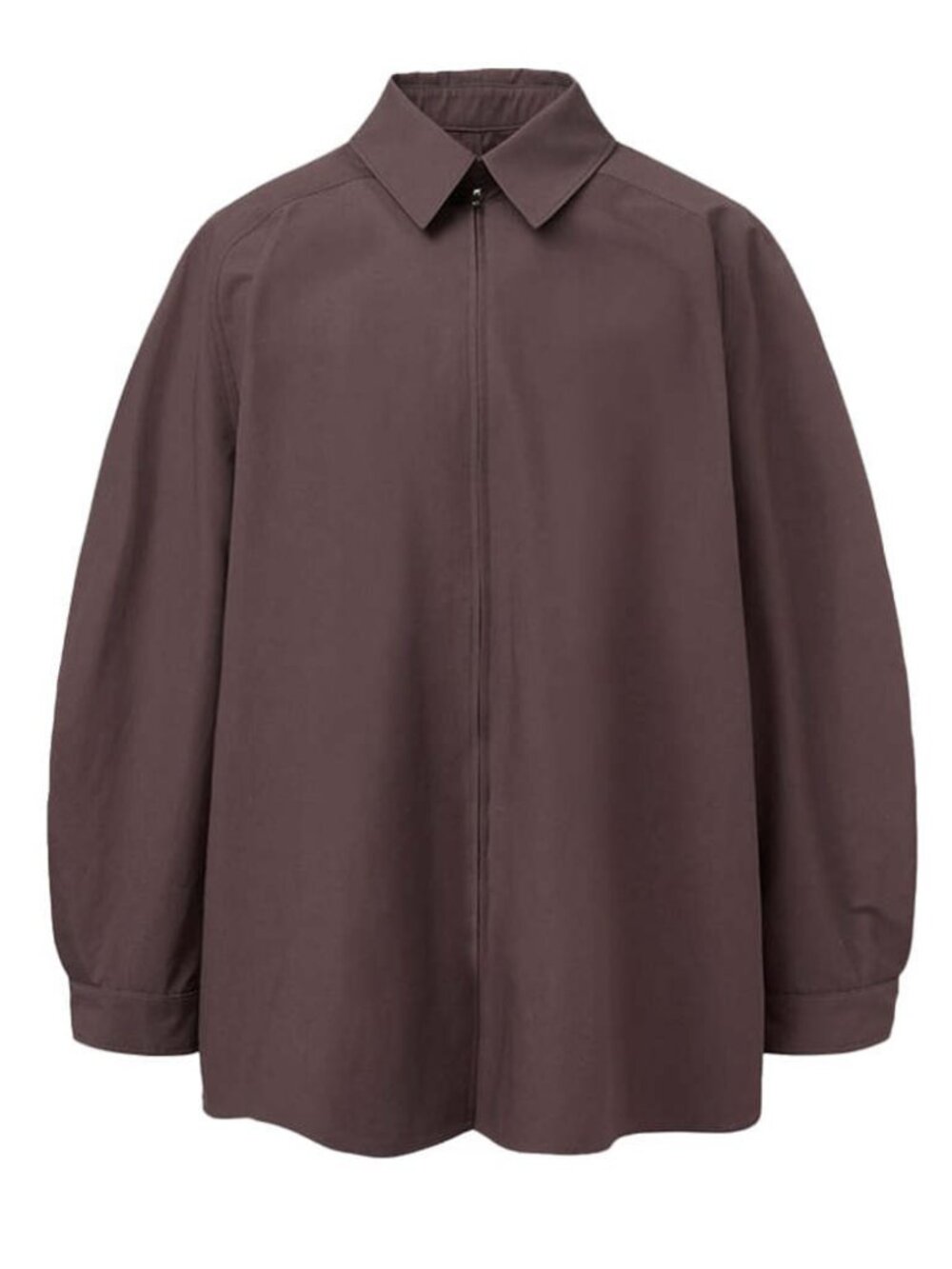 AMOMENTO Men's Raglan Zip Shirt Burgundy